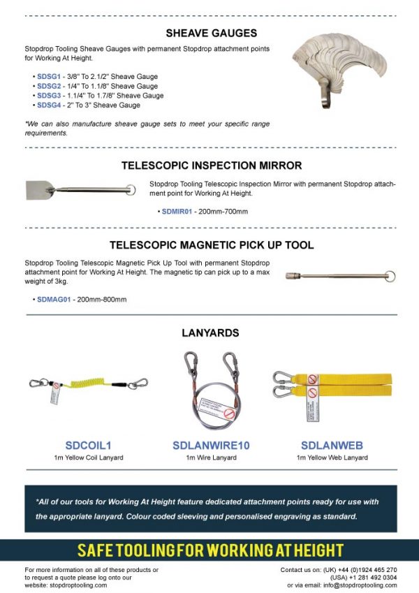 Stopdrop Tooling General Tools for ‘Working At Height’ • STOPDROP TOOLING