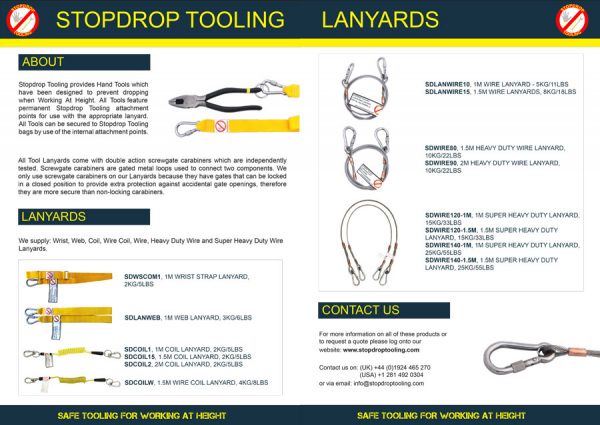 Stopdrop Tooling Lanyards for Safe ‘Working At Height’ – STOPDROP TOOLING