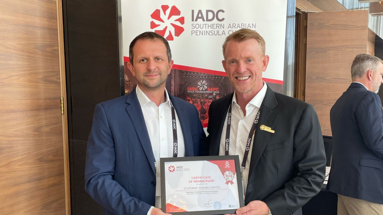 Our Gary Dunn receiving the IADC Southern Arabia Chapter (SAPC) Membership certificate from Chairman Wayne Bauer